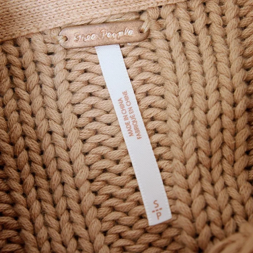 Free People Sweetheart Mock Neck Dolman Sleeve‎ Knit Sweater Tan Women Size SP